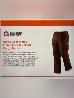 Guide Gear—Men’s Flannel-Lined Cotton Cargo Pants - Camouflage Color